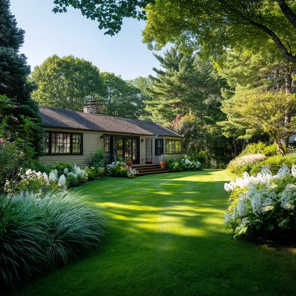 Backyard of home, hardscaping and masonry